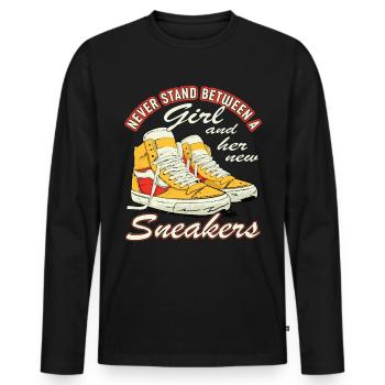 « Vous pouvez faire le contact de la chaussure » Drôle - T-shirt manches longues Premium bio Homme - noir - Devant - Nico (187cm)
