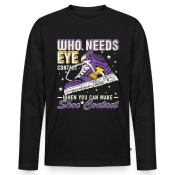 « Vous pouvez faire le contact de la chaussure » Drôle - T-shirt manches longues Premium bio Homme - noir - Devant - Nico (187cm)