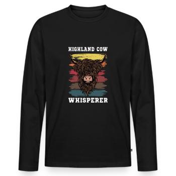Schottisches Hochlandrind - Männer Premium Bio Langarmshirt - Schwarz - Vorne - Nico (187cm)