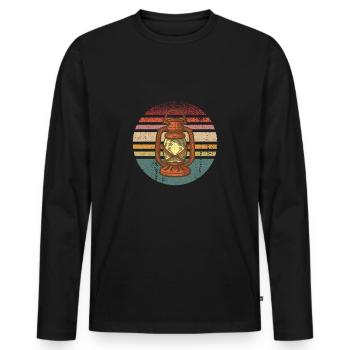 Camping Laterne Retro - Männer Premium Bio Langarmshirt - Schwarz - Vorne - Nico (187cm)