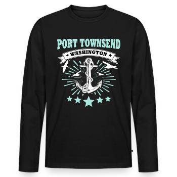 Port Townsend (État de Washington) - T-shirt manches longues Premium bio Homme - noir - Devant - Nico (187cm)