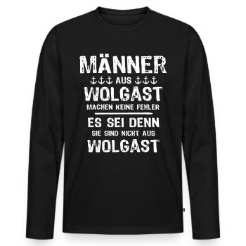 Wolgast Sprüche Wolgaster Spruch - Männer Premium Bio Langarmshirt - Schwarz - Vorne - Nico (187cm)