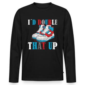 Lustiger Sneaker -Sammler - Turnschuhe - Männer Premium Bio Langarmshirt - Schwarz - Vorne - Nico (187cm)
