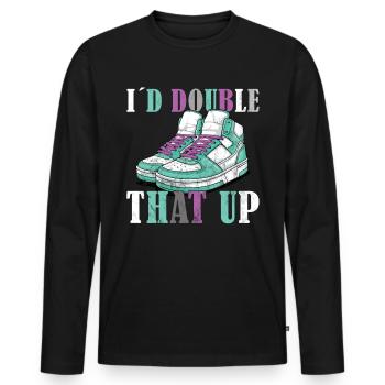 Lustiger Sneaker -Sammler - Turnschuhe - Männer Premium Bio Langarmshirt - Schwarz - Vorne - Nico (187cm)