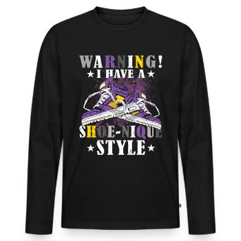 Lustiger Sneaker -Sammler - Turnschuhe - Männer Premium Bio Langarmshirt - Schwarz - Vorne - Nico (187cm)