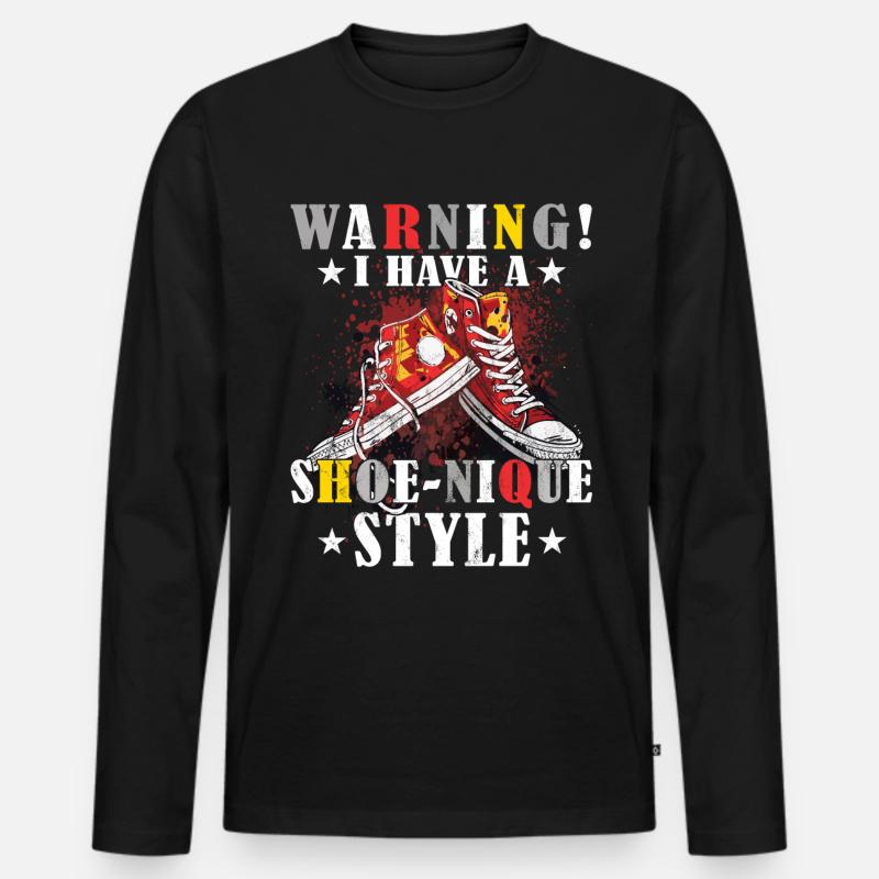 Lustiger Sneaker -Sammler - Turnschuhe - Männer Premium Bio Langarmshirt - Schwarz