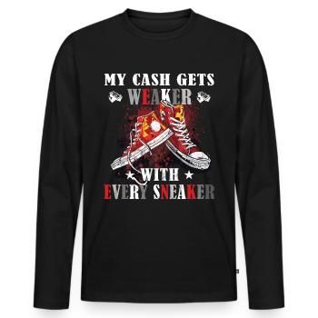 Lustiger Sneaker -Sammler - Turnschuhe - Männer Premium Bio Langarmshirt - Schwarz - Vorne - Nico (187cm)