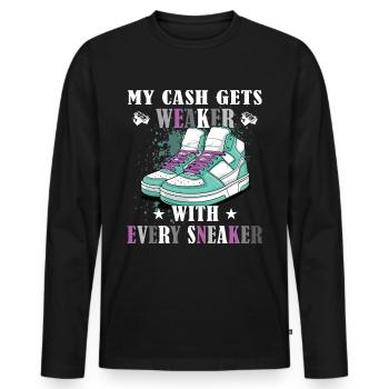 Lustiger Sneaker -Sammler - Turnschuhe - Männer Premium Bio Langarmshirt - Schwarz - Vorne - Nico (187cm)