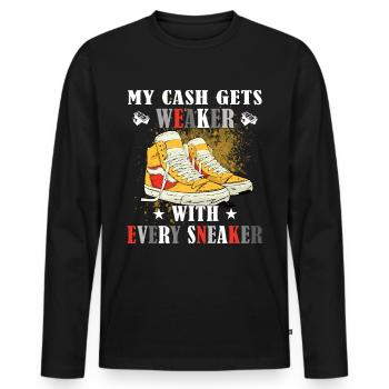 Lustiger Sneaker -Sammler - Turnschuhe - Männer Premium Bio Langarmshirt - Schwarz - Vorne - Nico (187cm)