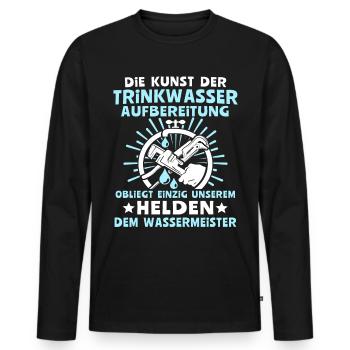 Wassermeister Sprüche Wasserversorgungstechniker - Männer Premium Bio Langarmshirt - Schwarz - Vorne - Nico (187cm)