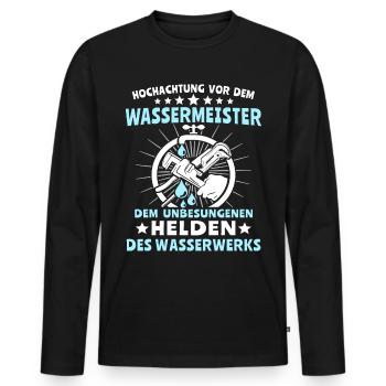 Wassermeister Sprüche Wasserversorgungstechniker - Männer Premium Bio Langarmshirt - Schwarz - Vorne - Nico (187cm)