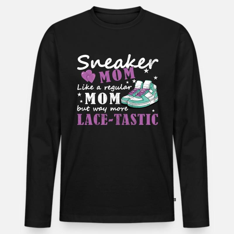 "Sneaker Mom" Lustiger Schuh - Männer Premium Bio Langarmshirt - Schwarz