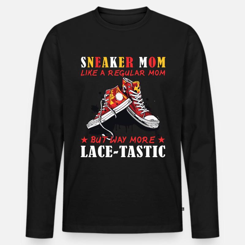 "Sneaker Mom" Lustiger Schuh - Männer Premium Bio Langarmshirt - Schwarz