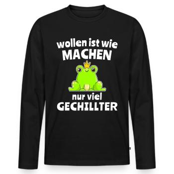 Frosch Chillen Wollen Machen - Männer Premium Bio Langarmshirt - Schwarz - Vorne - Nico (187cm)