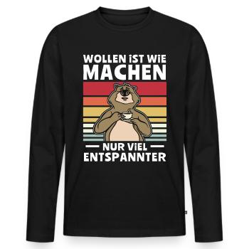Bär Chillen Wollen Machen - Männer Premium Bio Langarmshirt - Schwarz - Vorne - Nico (187cm)