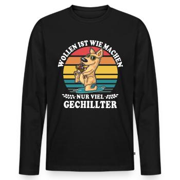 Känguru Chillen Wollen Machen - Männer Premium Bio Langarmshirt - Schwarz - Vorne - Nico (187cm)