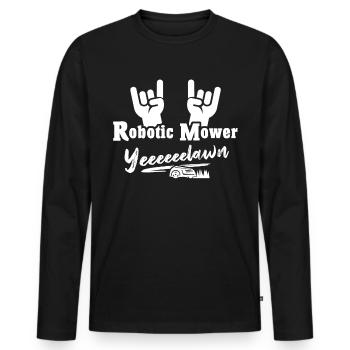 Tondeuse robot - T-shirt manches longues Premium bio Homme - noir - Devant - Nico (187cm)