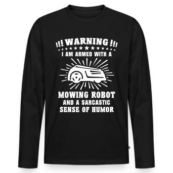 Tondeuse robot - T-shirt manches longues Premium bio Homme - noir - Devant - Nico (187cm)