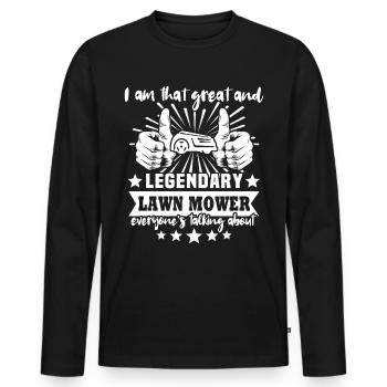 Tondeuse robot - T-shirt manches longues Premium bio Homme - noir - Devant - Nico (187cm)
