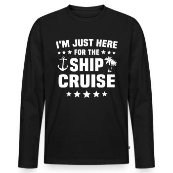 Vacances en croisière - T-shirt manches longues Premium bio Homme - noir - Devant - Nico (187cm)