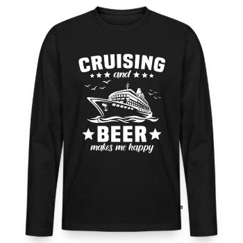 Bière de croisière - T-shirt manches longues Premium bio Homme - noir - Devant - Nico (187cm)