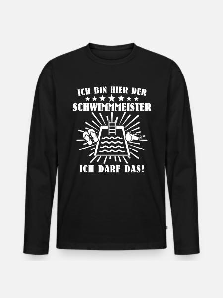 Schwimmmeister - Männer Premium Bio Langarmshirt - Schwarz