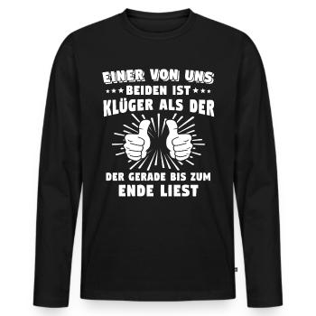 Klüger Als Du - Männer Premium Bio Langarmshirt - Schwarz - Vorne - Nico (187cm)