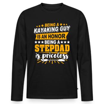 Kayakfahrer Stiefpapa Kayaker - Männer Premium Bio Langarmshirt - Schwarz - Vorne - Nico (187cm)