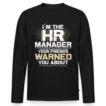 Café, dossiers et potins - Agent RH - T-shirt manches longues Premium bio Homme - noir - Devant - Nico (187cm)
