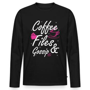 Café, dossiers et potins - Agent RH - T-shirt manches longues Premium bio Homme - noir - Devant - Nico (187cm)