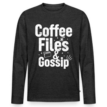 Café, dossiers et potins - Agent RH - T-shirt manches longues Premium bio Homme - anthracite chiné - Devant - Nico (187cm)