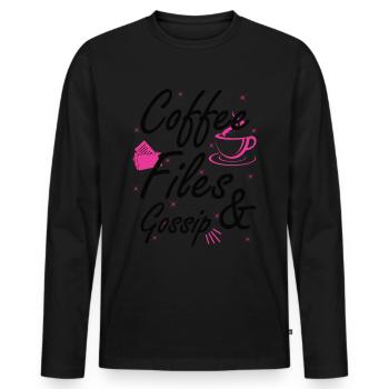 Café, dossiers et potins - Personnel RH - T-shirt manches longues Premium bio Homme - noir - Devant - Nico (187cm)