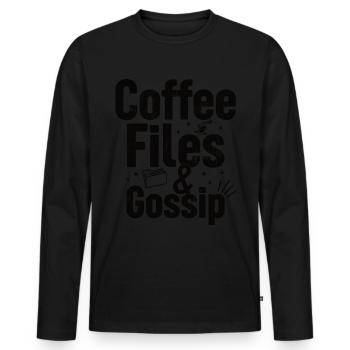 Café, dossiers et potins - Agent RH - T-shirt manches longues Premium bio Homme - noir - Devant - Nico (187cm)