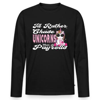 Ich Würde Lieber Einhörner Jagen Als - Männer Premium Bio Langarmshirt - Schwarz - Vorne - Nico (187cm)