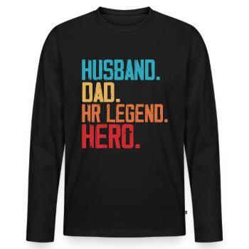 Ehemann. Papa. HR -Legende. Held. - HR Manager - Männer Premium Bio Langarmshirt - Schwarz - Vorne - Nico (187cm)