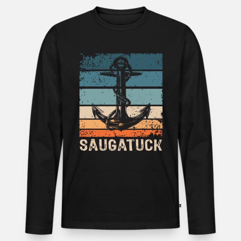 Saugatuck Michigan - Männer Premium Bio Langarmshirt - Schwarz