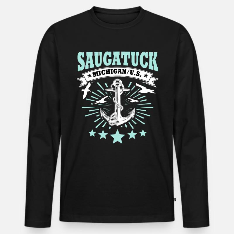 Saugatuck Michigan - Männer Premium Bio Langarmshirt - Schwarz