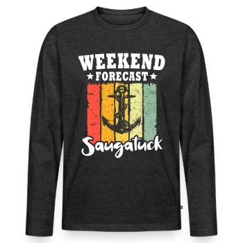 Saugatuck, Michigan - Men's Premium Organic Long Sleeve Shirt - heather anthracite - Front - Nico (187cm)
