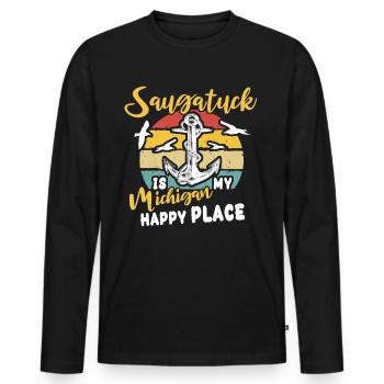 Saugatuck (Michigan) - T-shirt manches longues Premium bio Homme - noir - Devant - Nico (187cm)