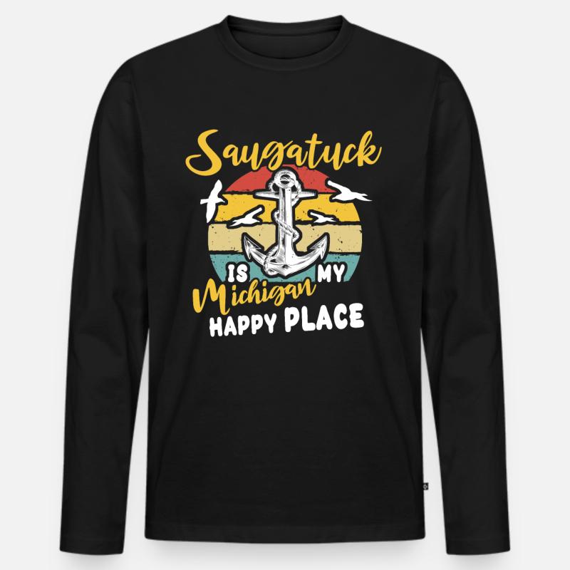 Saugatuck Michigan - Männer Premium Bio Langarmshirt - Schwarz