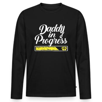 Pregnancy 2023 - Daddy Work in progress - - Men's Premium Organic Long Sleeve Shirt - black - Front - Nico (187cm)