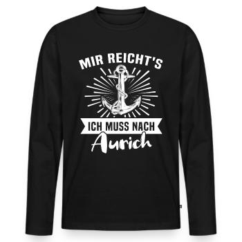 Aurich - Männer Premium Bio Langarmshirt - Schwarz - Vorne - Nico (187cm)
