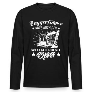 Baggerfuehrer Opa Baggerfahrer Grossvater - Männer Premium Bio Langarmshirt - Schwarz - Vorne - Nico (187cm)
