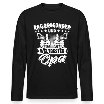 Baggerfuehrer Opa Baggerfahrer Grossvater - Männer Premium Bio Langarmshirt - Schwarz - Vorne - Nico (187cm)