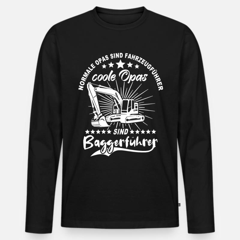 Baggerfuehrer Opa Baggerfahrer - Männer Premium Bio Langarmshirt - Schwarz