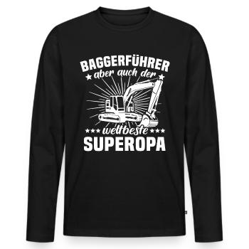 Baggerfuehrer Opa Baggert - Männer Premium Bio Langarmshirt - Schwarz - Vorne - Nico (187cm)