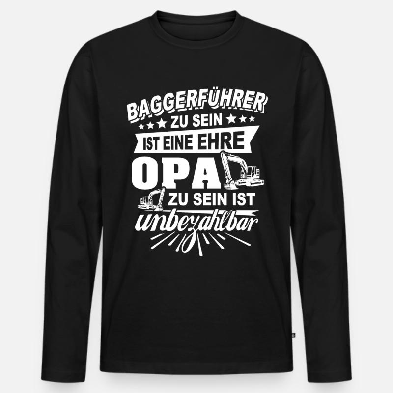 Baggerfuehrer Opa Baggerfahrer - Männer Premium Bio Langarmshirt - Schwarz