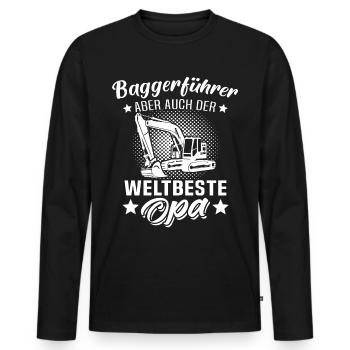 Baggerfuehrer Opa Baggerfahrer Grossvater - Männer Premium Bio Langarmshirt - Schwarz - Vorne - Nico (187cm)