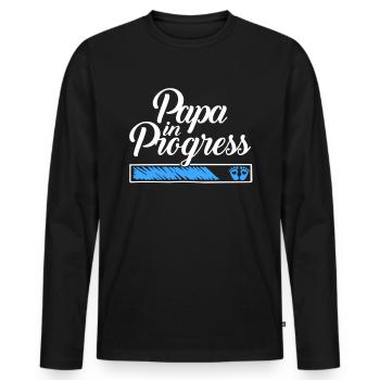 Pregnancy 2023 - Daddy Work in progress - - Men's Premium Organic Long Sleeve Shirt - black - Front - Nico (187cm)