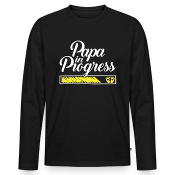 Pregnancy 2023 - Daddy Work in progress - - Men's Premium Organic Long Sleeve Shirt - black - Front - Nico (187cm)